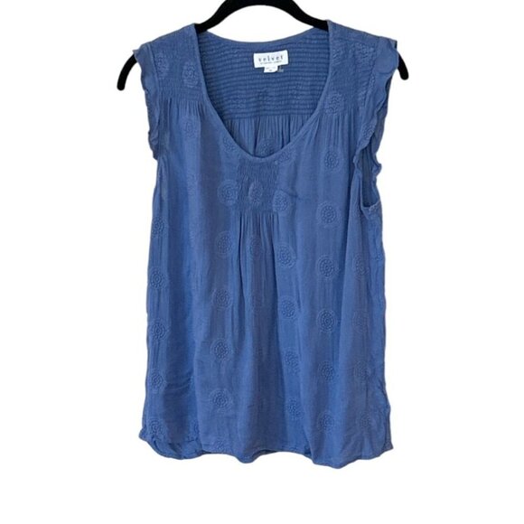 Velvet by Graham & Spencer Penny Mandala Embroidered Gauze Top Size XS - Picture 3 of 9